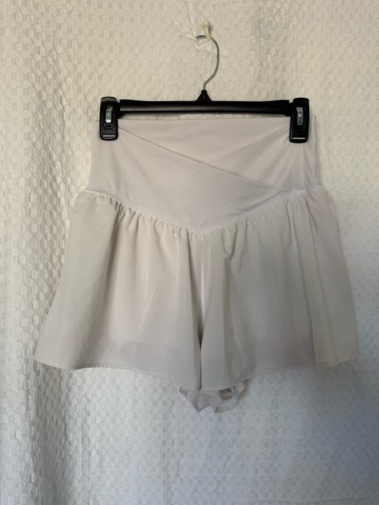aerie Pants - OFFLINE by Aerie White Flowy Overlay Shorts High Waisted Athletic Double Layer